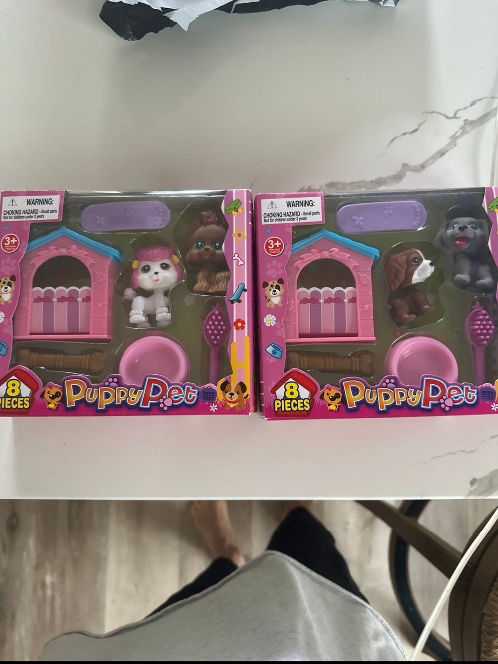 Two Puppy Pet Sets,  Play Set, total 4 Puppy figurines